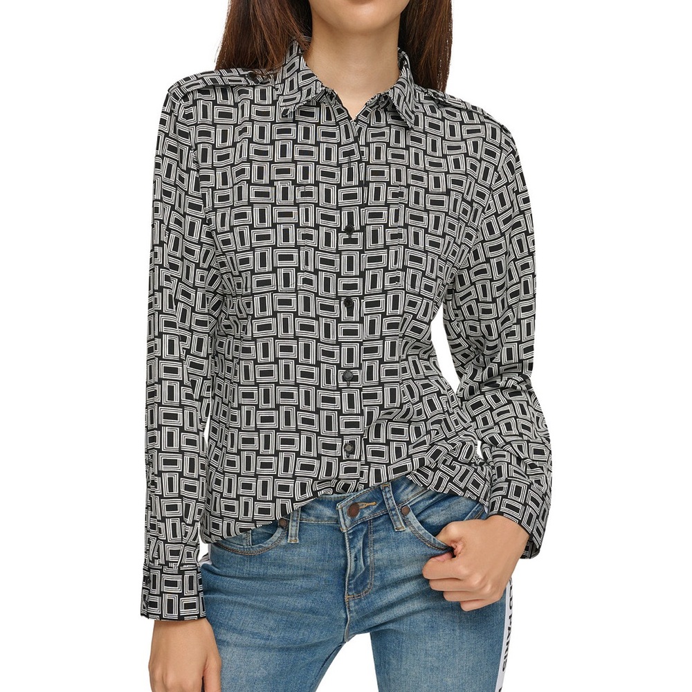 Karl Lagerfeld Black and White Square Pattern Shirt like new. Wore 1x